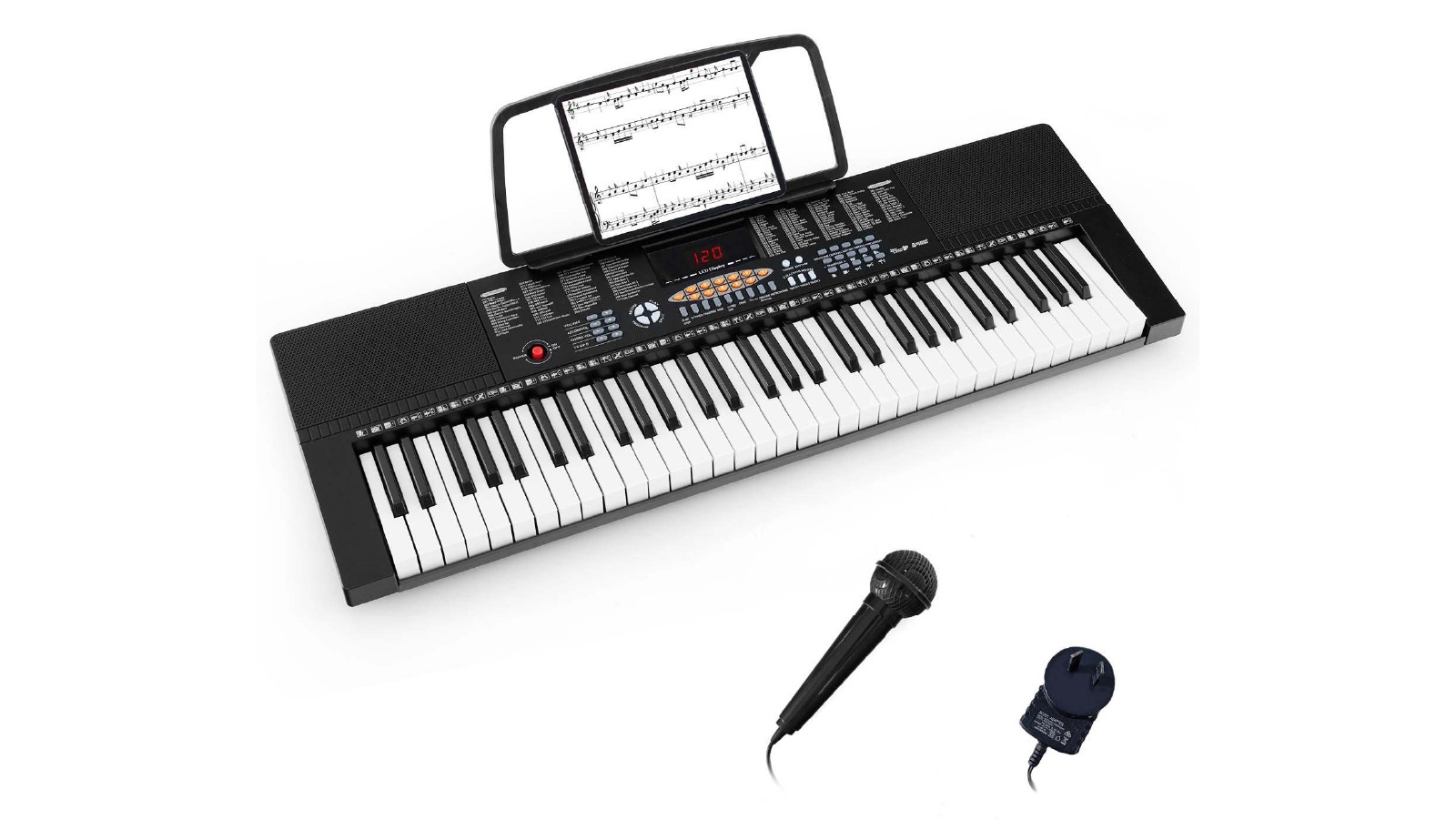 Costway 61-Key Portable Electronic Keyboard with LED Display and Microphone and Music Stand