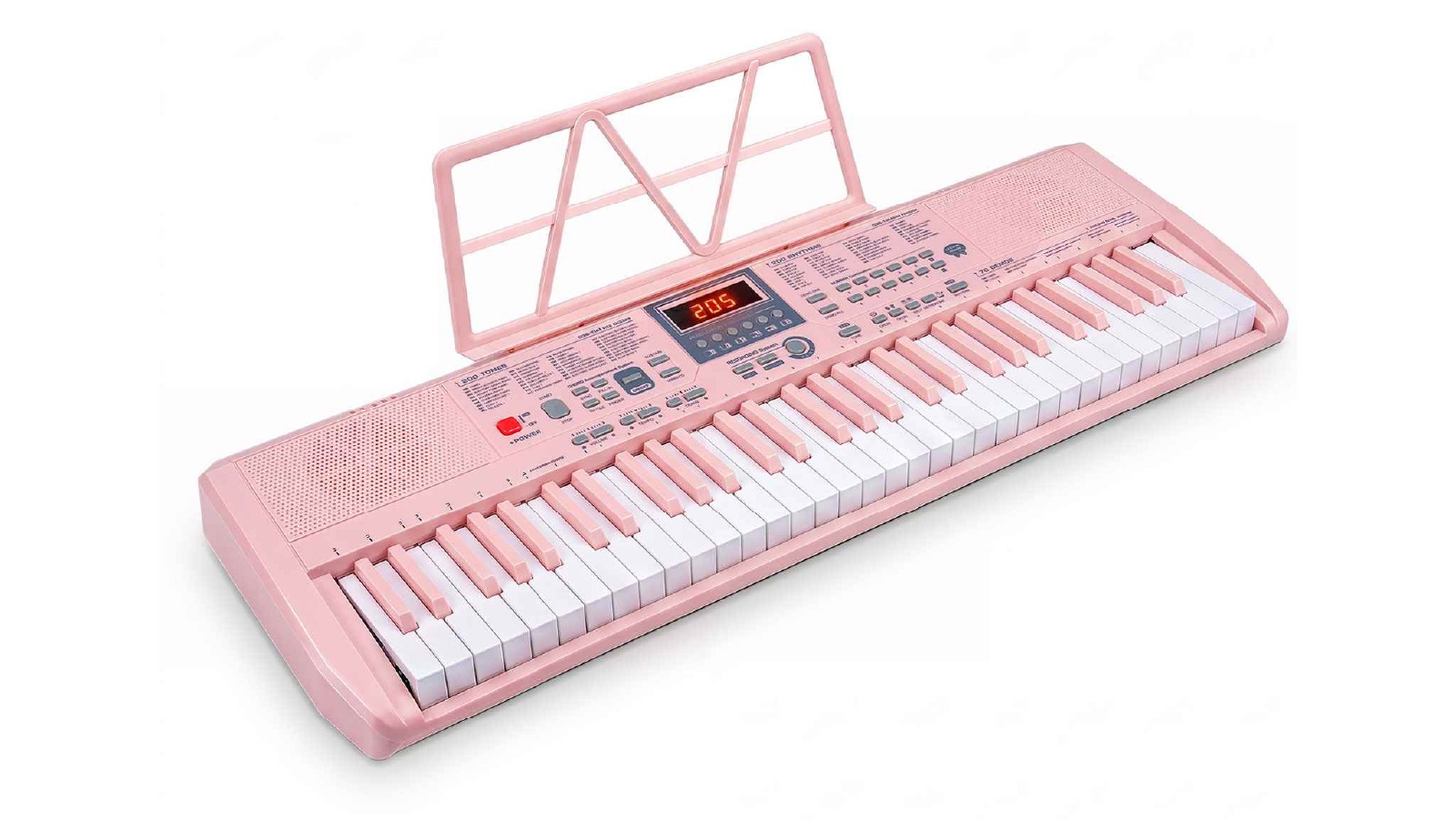 Costway Portable 61-Key Dual Electronic Keyboard with Microphone - Pink