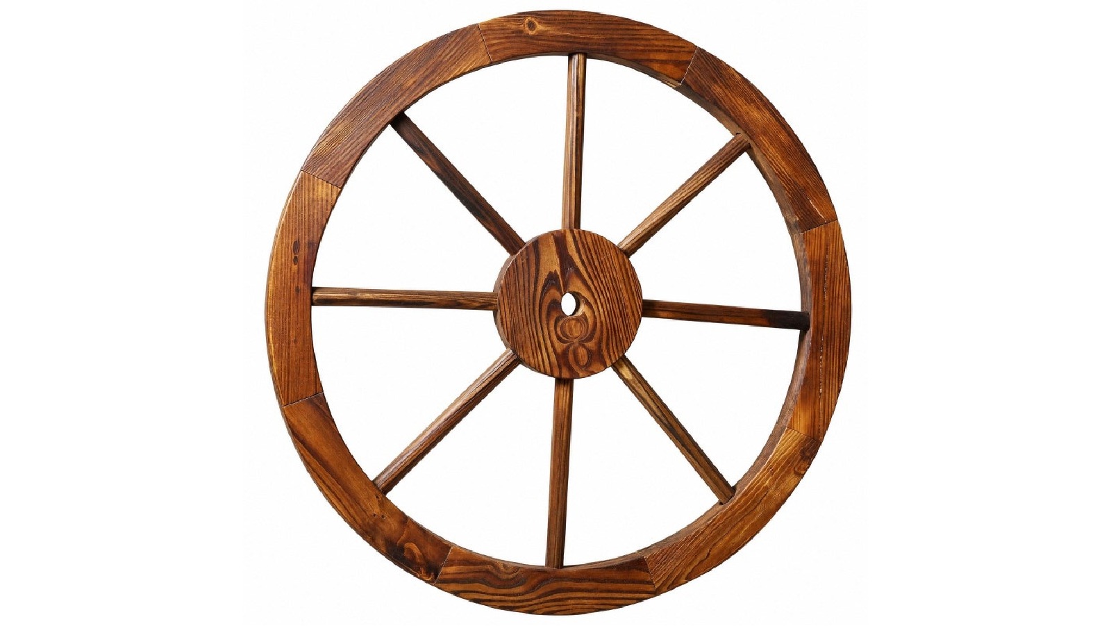 Hortikraft 60cm Wooden Wagon Wheel Garden Wall Decor - Rustic