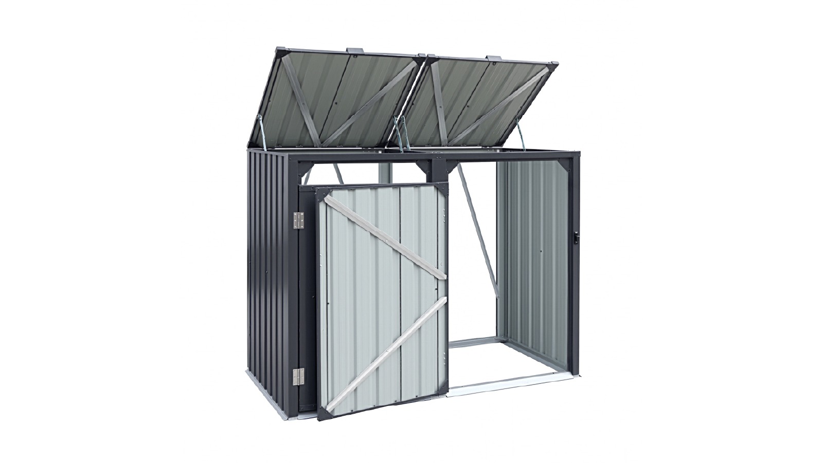 Giantz Double Wheelie Steel Waste Bins Storage - Grey