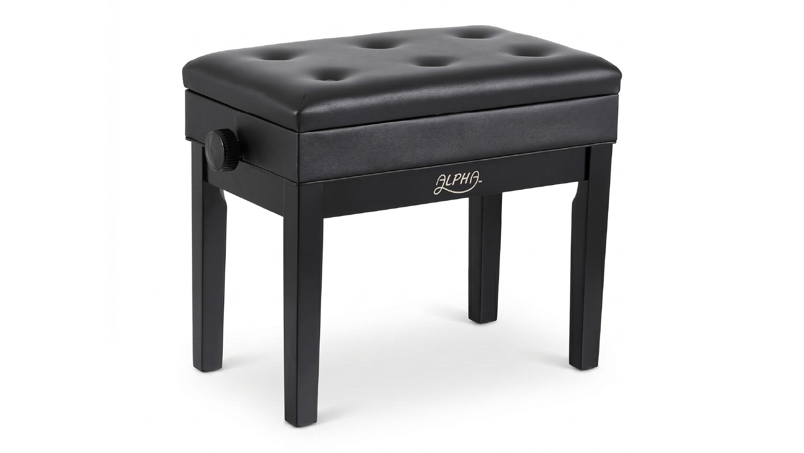 Alpha Adjustable Wooden Piano Bench - Black