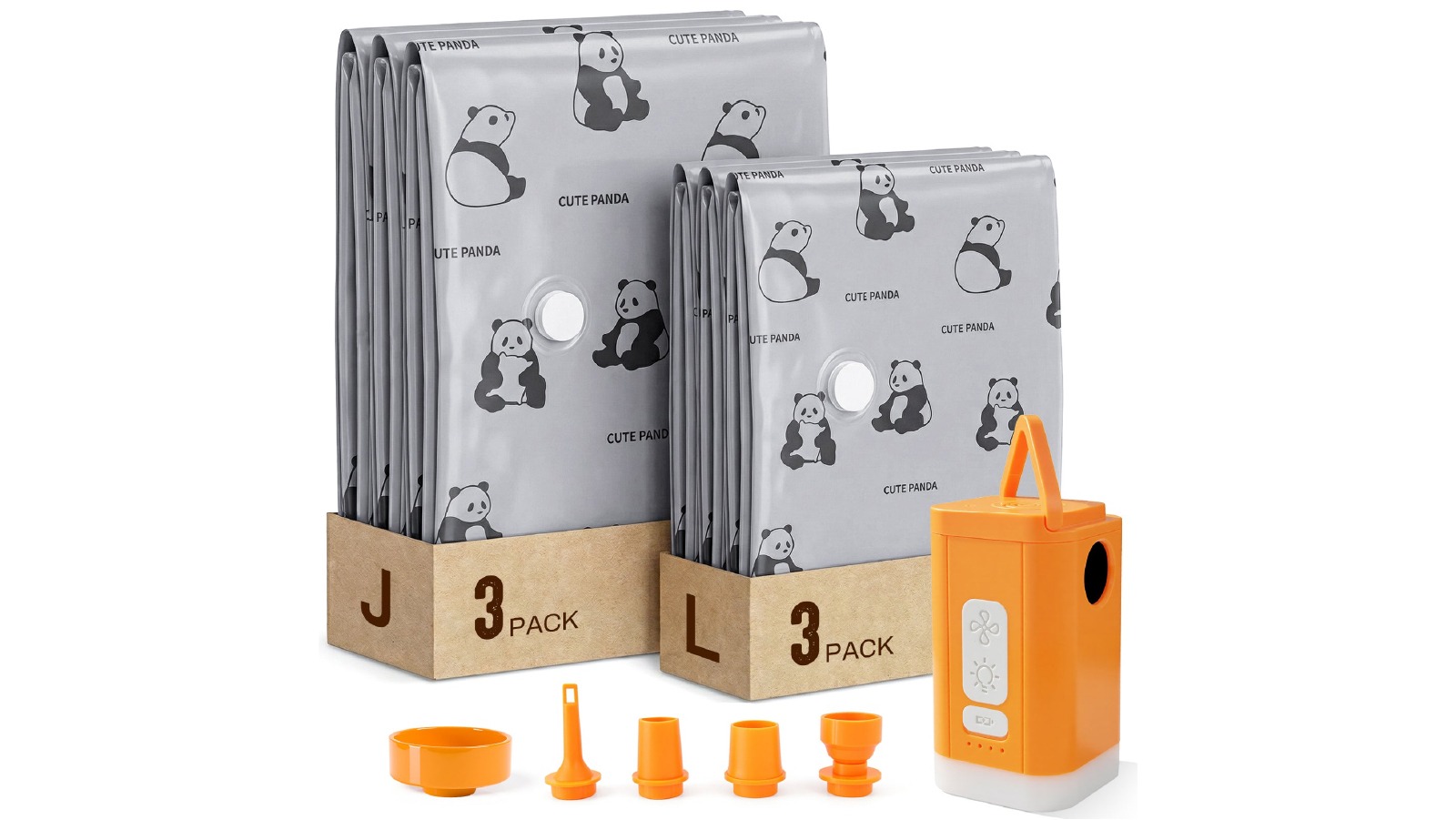 Viviendo 6 Pack of Vacuum Storage Bags with Hand Pump for Home Storage - Gray