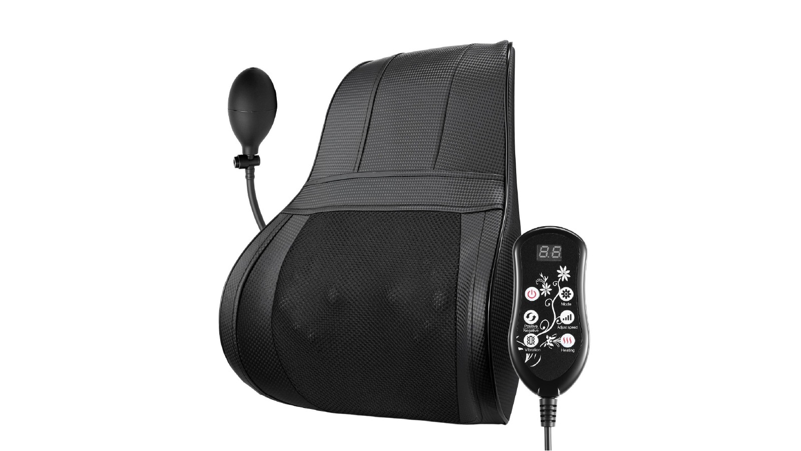 Maxkon Shiatsu Body Kneading Massage Cushion with Heat & Adjustable Lumbar Airbag for Neck Lower Back