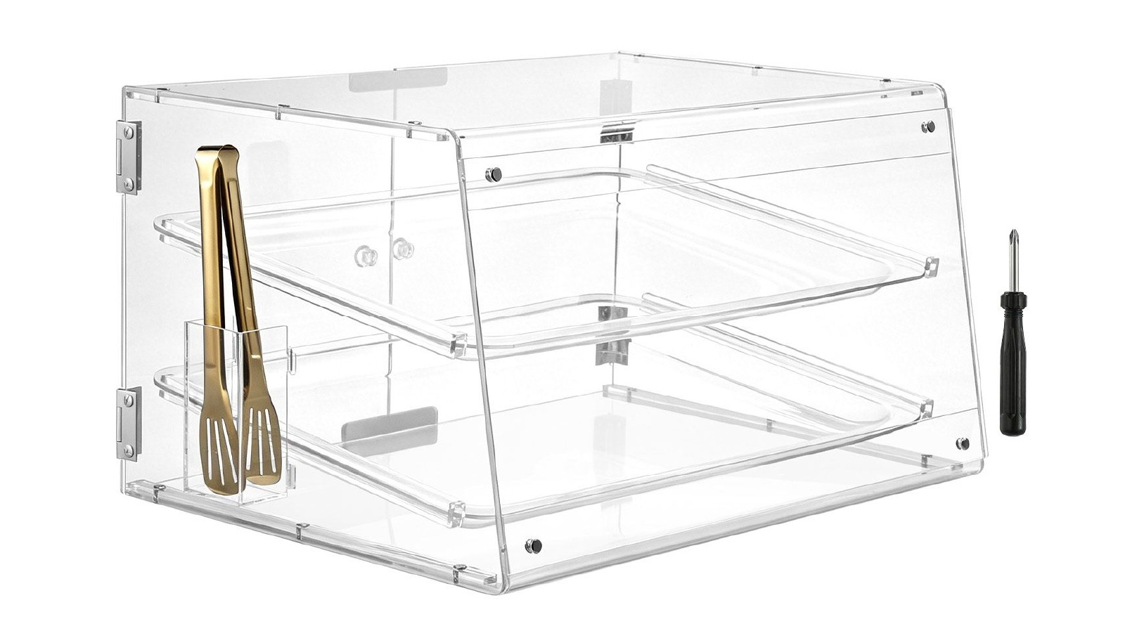 2 Tier 4mm Thick Acrylic Cupcake Display Cabinet, Countertop Showcase Case Unit for Bakery Toy Model