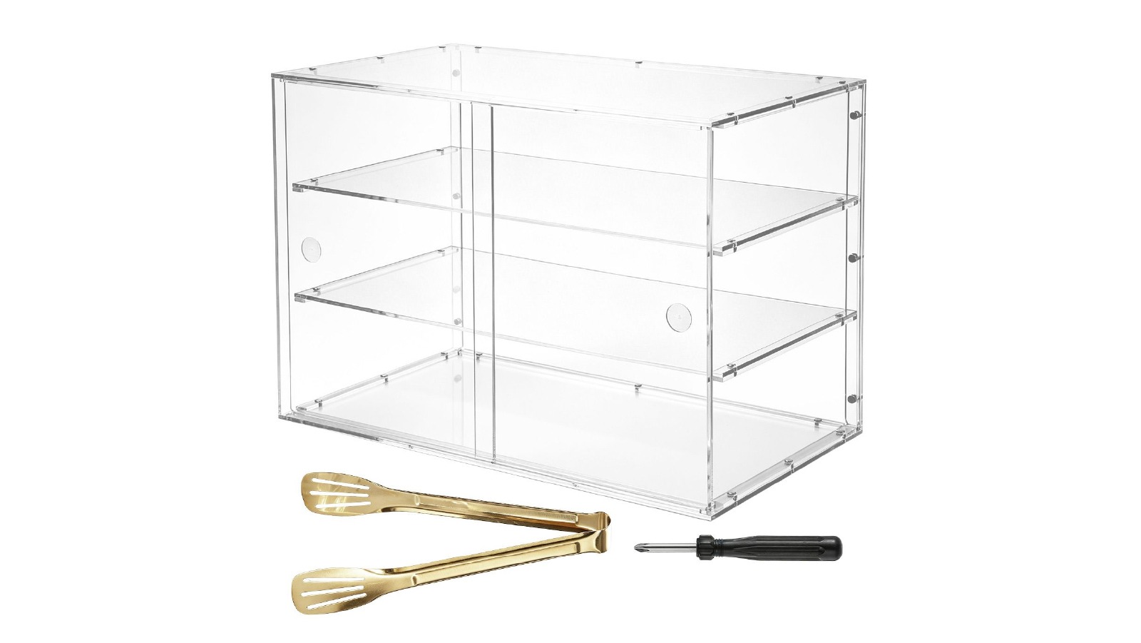3 Tier 5mm Thick Acrylic Cupcake Display Cabinet, Countertop Showcase Stand for Bakery Toy Model