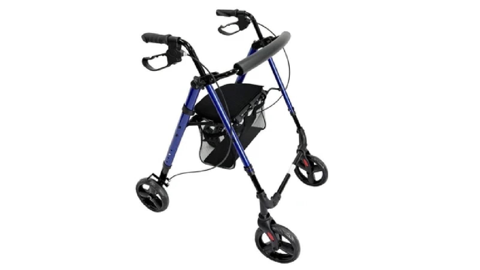 Hubsite Pinnacle TriStride Rollator with Flip-Up Seat, Adjustable Height & Under-Seat Storage - Blue