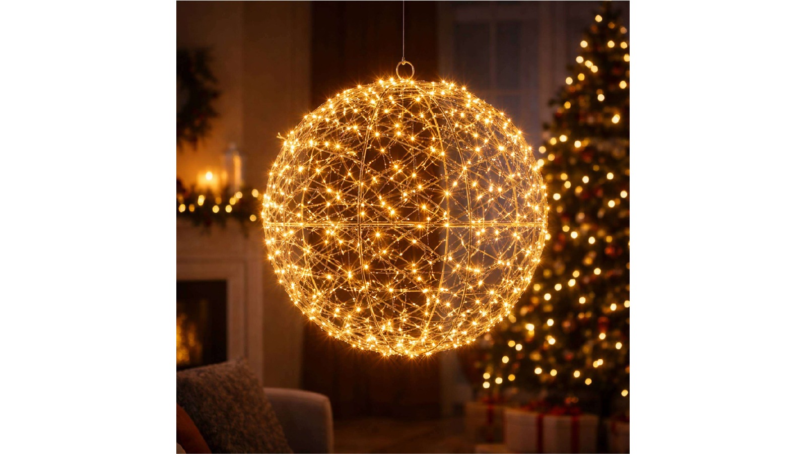 Lexi Lighting 40cm Metal Ball - Amber and Warm White