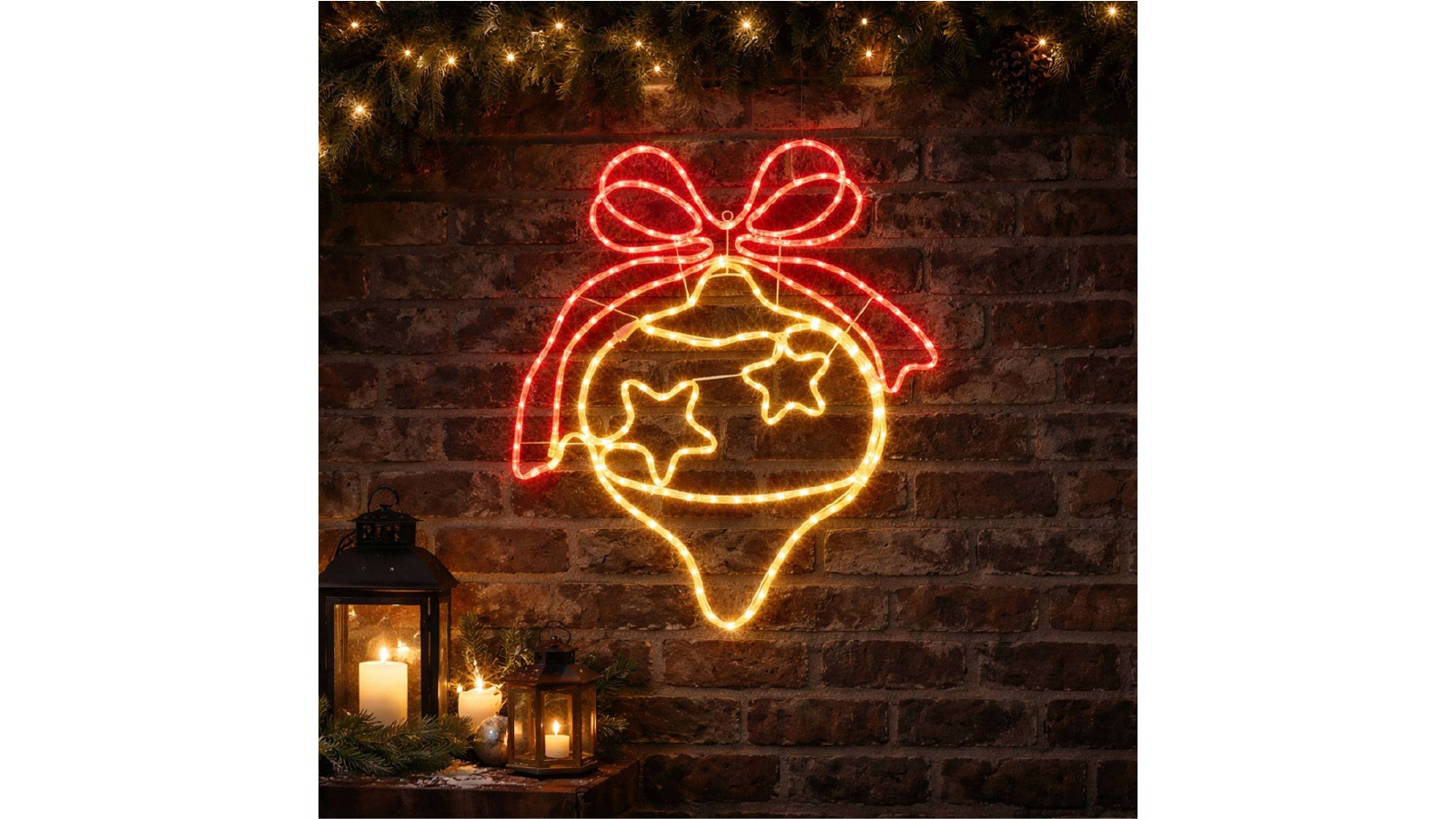 Lexi Lighting 85 x 70cm Christmas Bauble Silhouette