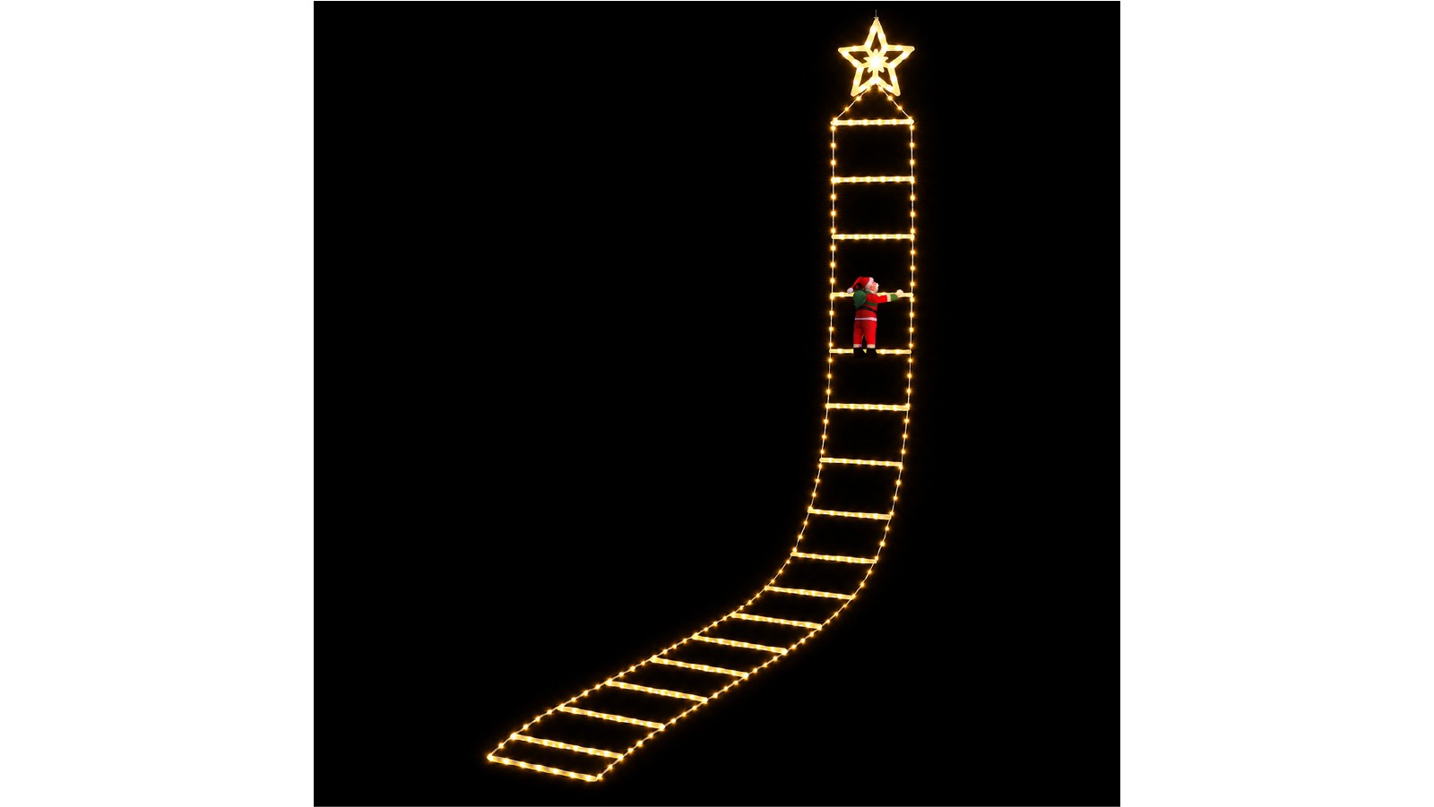 Jingle Jollys 3.4m Christmas Ladder Lights Santa with 328 LED - Warm White