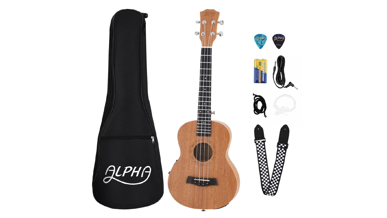 Alpha 26 Inch Solid Mahogany Tenor Electric Ukulele - Natural