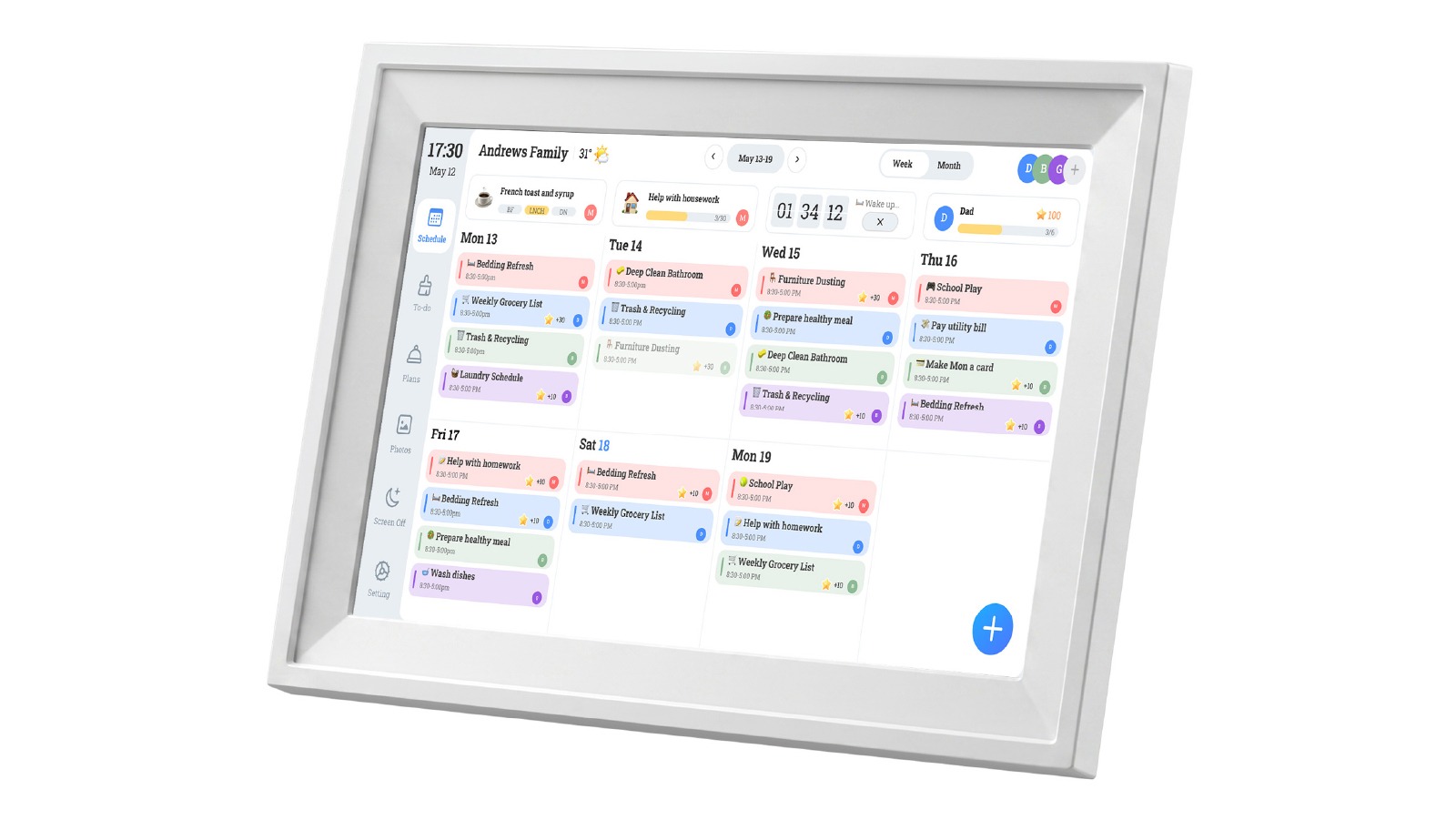 Artiss White Digital Calendar Planner Smart Photo Frame - 10 Inch