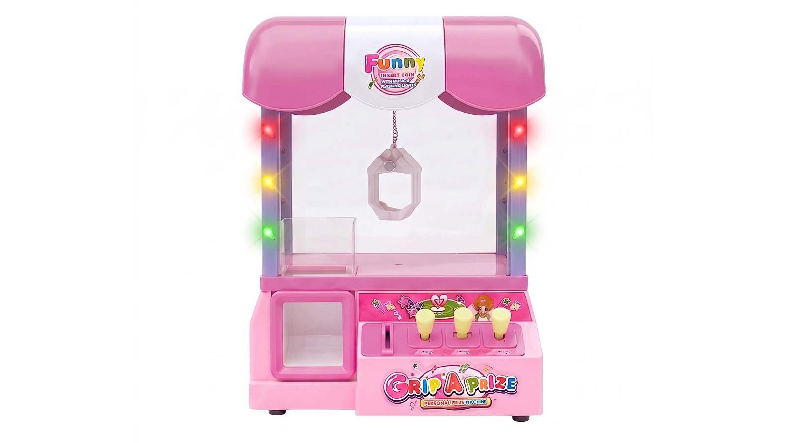 Kids Arcade Claw Machine Candy Grabber Toy with Music Lights - Pink