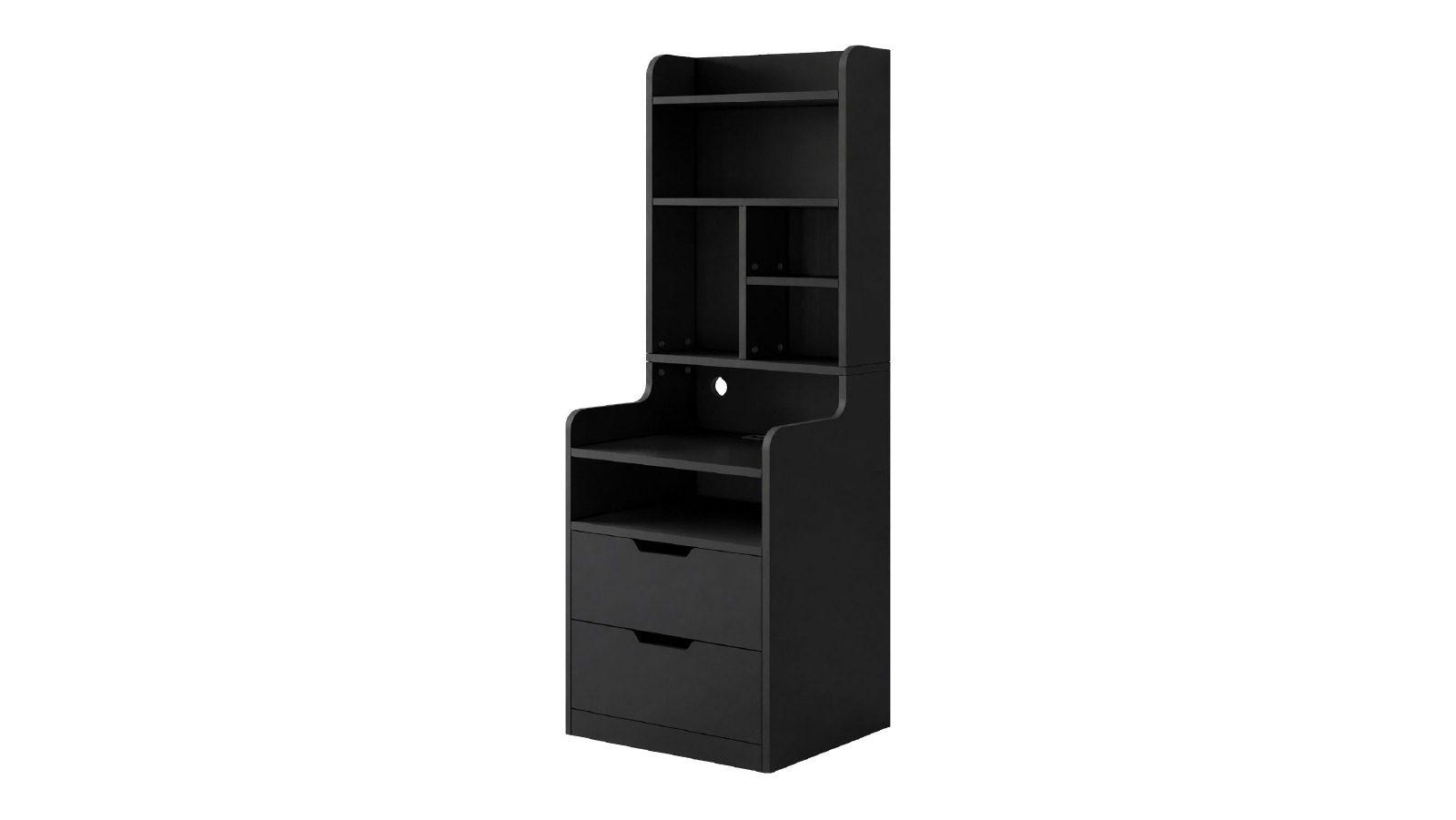 Luxsuite 2 in 1 Bedroom Bedside Table Cabinet with RGB LED Lighting, Charging Station, Drawers and Bookshelf