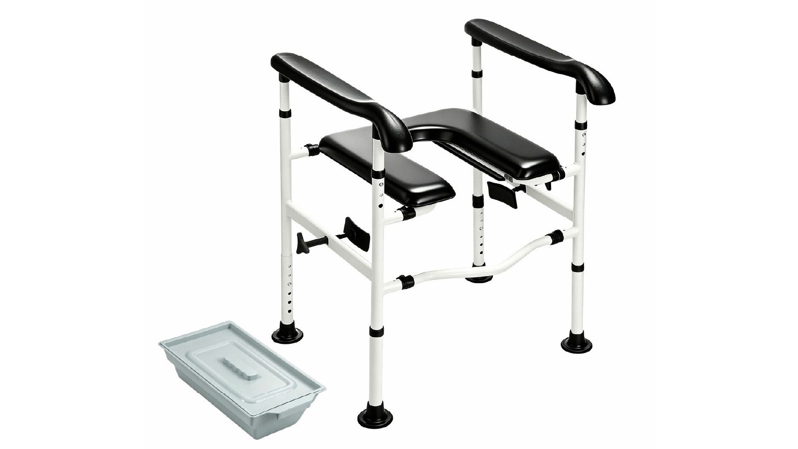 2 in 1 Bedside Commode Seat Over Toilet Safety Rail