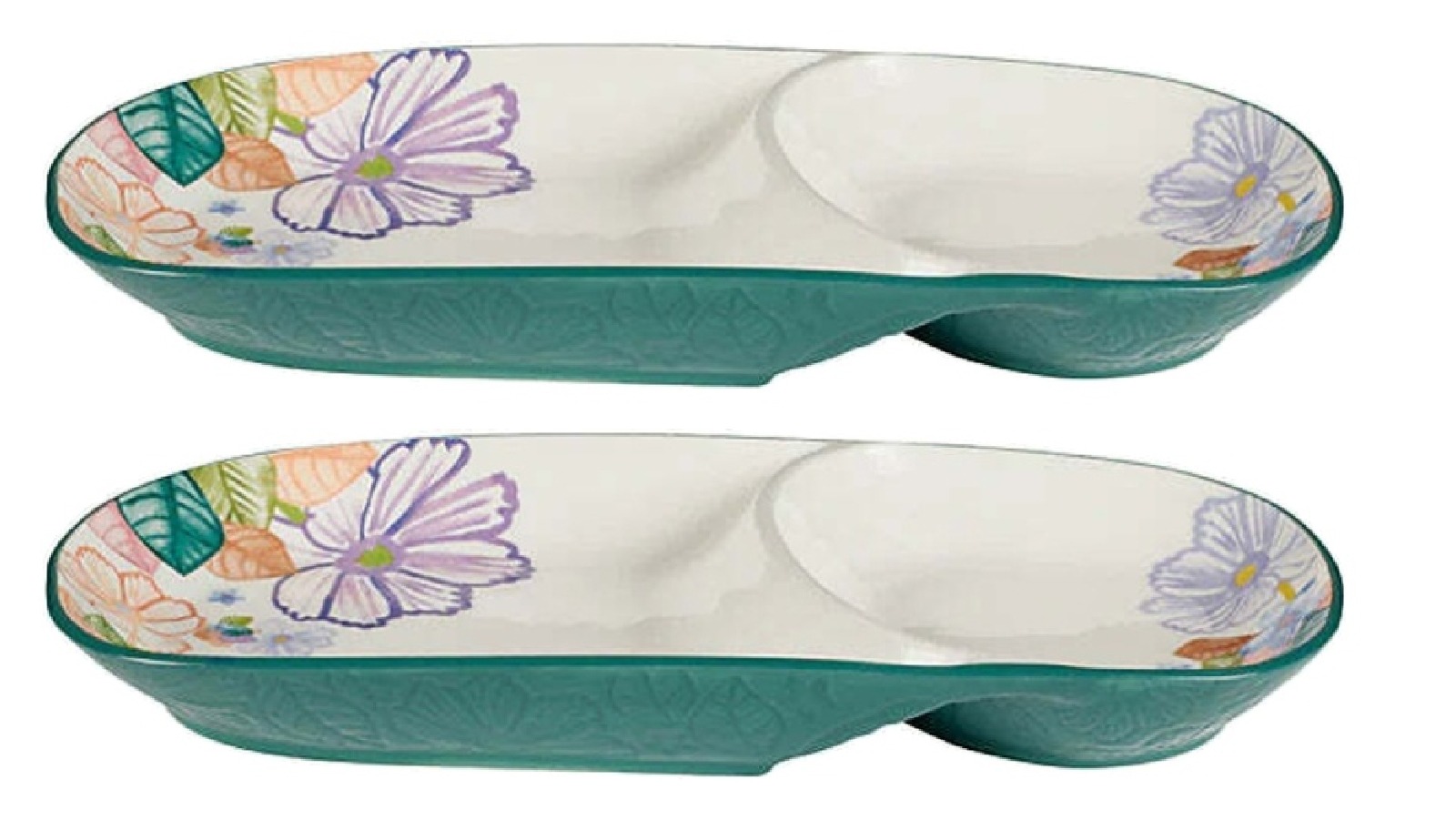 Maxwell & Williams 2 Piece Poppy Love Oblong Dip Platter Plate Floral Design - 36 x 18.5cm