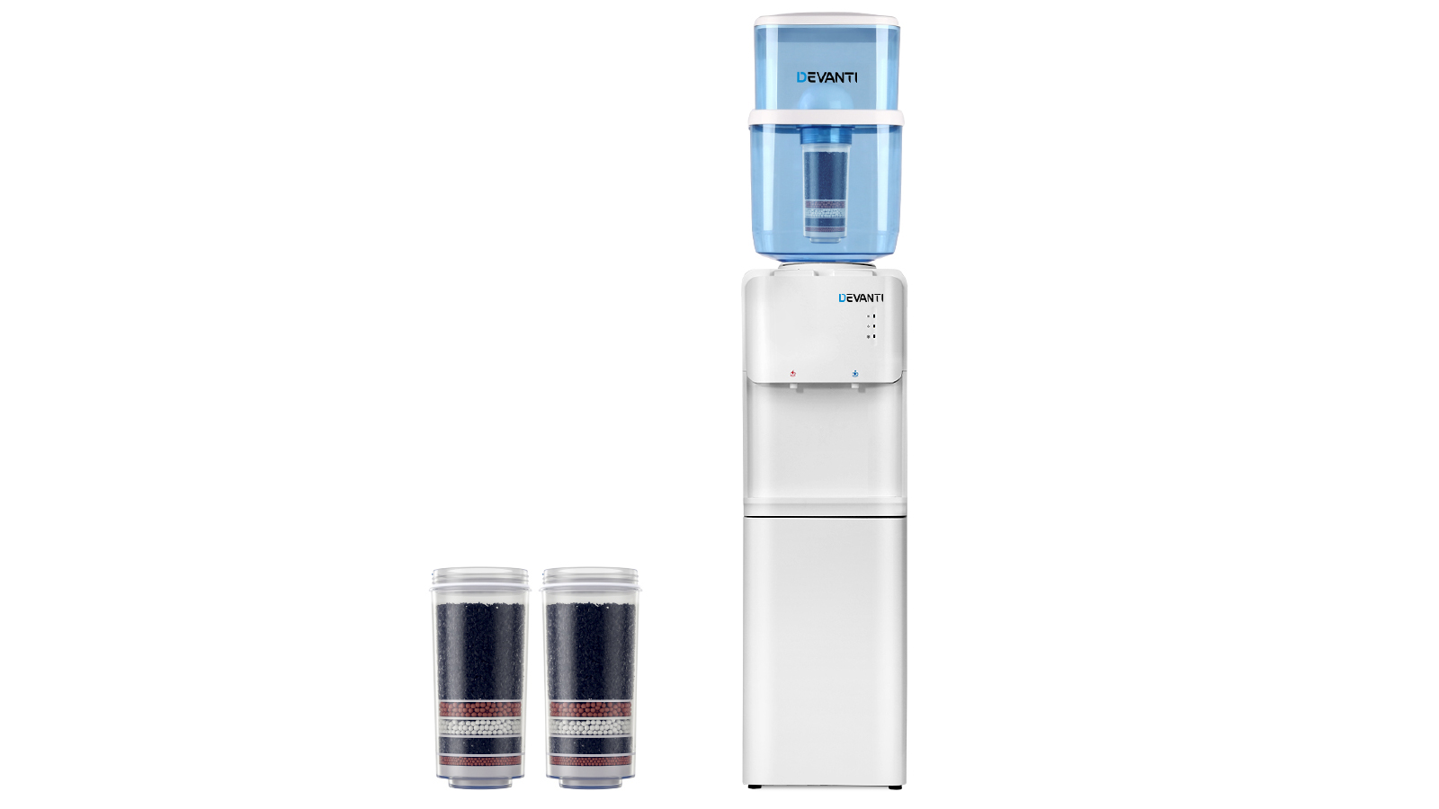 Devanti 22L Bottle Water Cooler Dispenser Stand  with 2 Filter - White