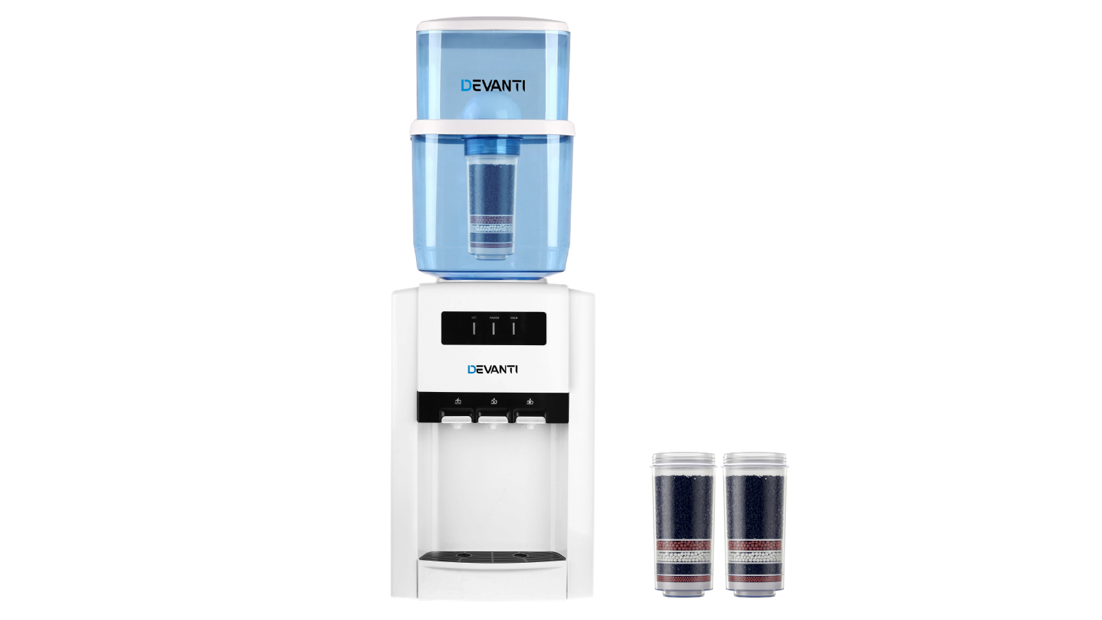 Devanti 22L Bench Top Water Cooler Dispenser with 2 Filter - White