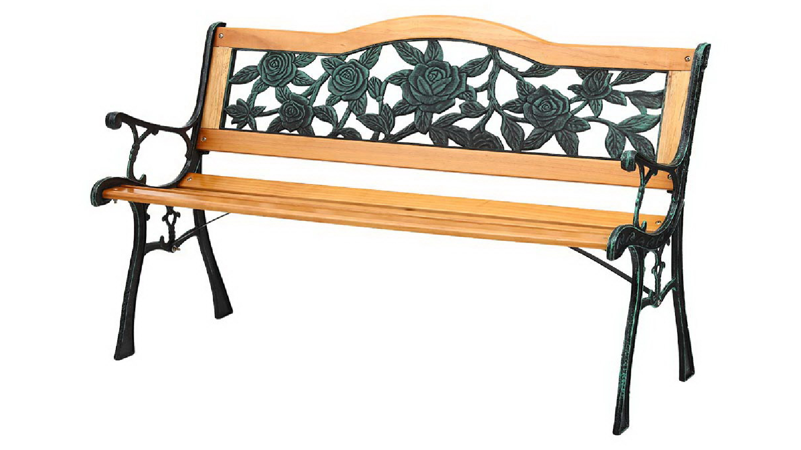 Gardeon 3 Seater 126cm Wooden Cast Iron Outdoor Garden Bench Seat 