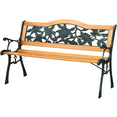 Gardeon 3 Seater 126cm Wooden Cast Iron Outdoor Garden Bench Seat