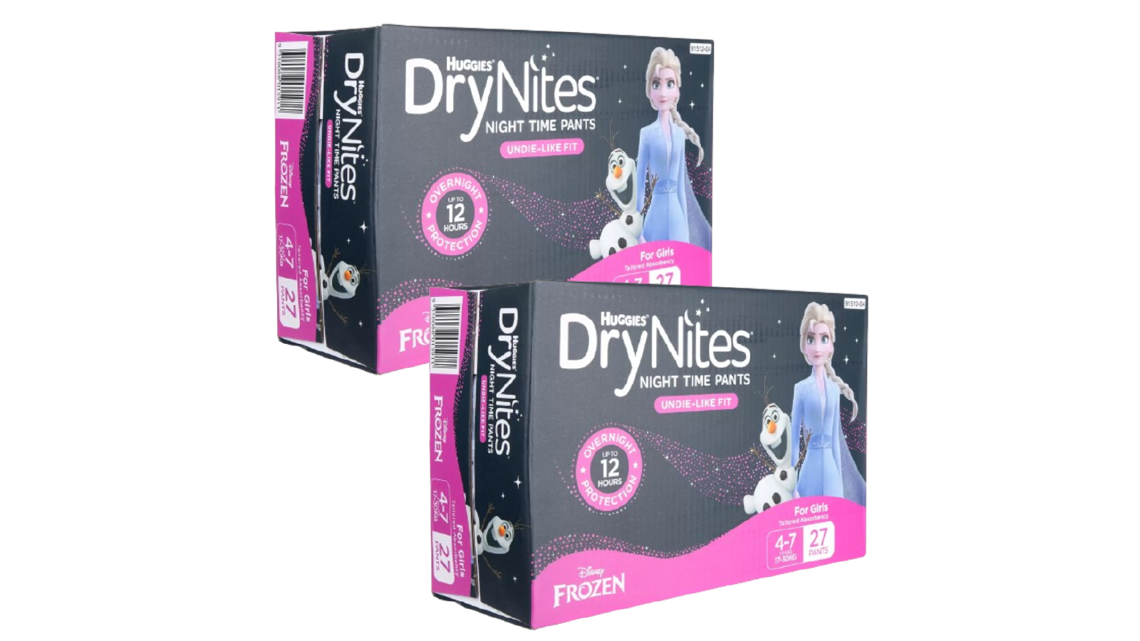 Huggies 2 Pack of 54 DryNites Night Time Pants for Girls 4 to 7 Years