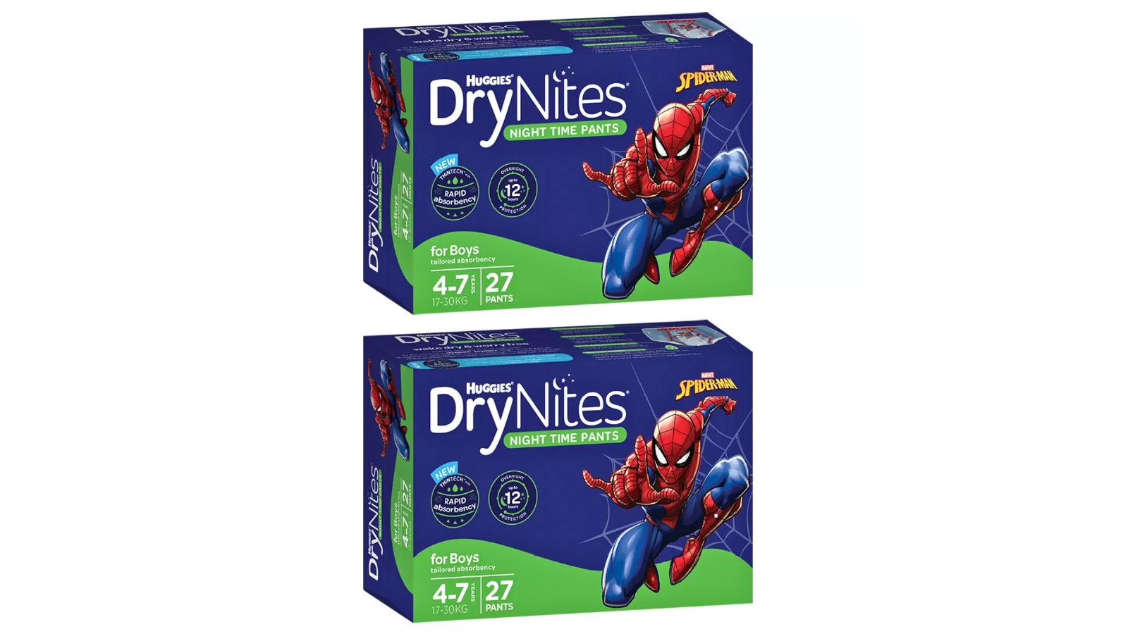 Huggies 2 Pack of 54 DryNites Night Time Pants for Boys 4 to 7 Years