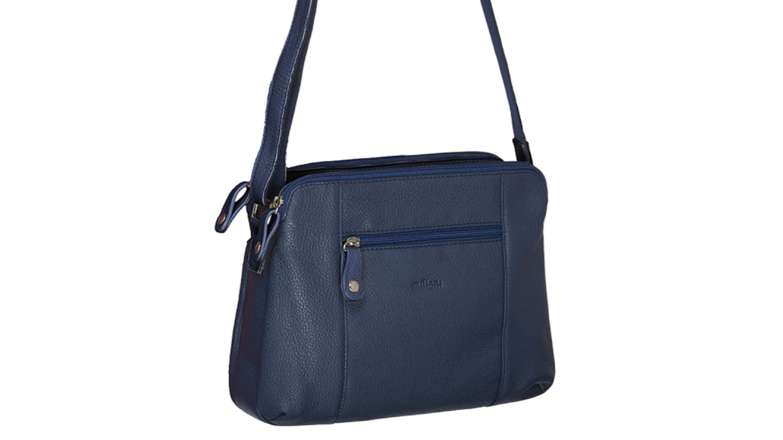 Milleni Ladies Nappa Leather Crossbody Bag in Navy