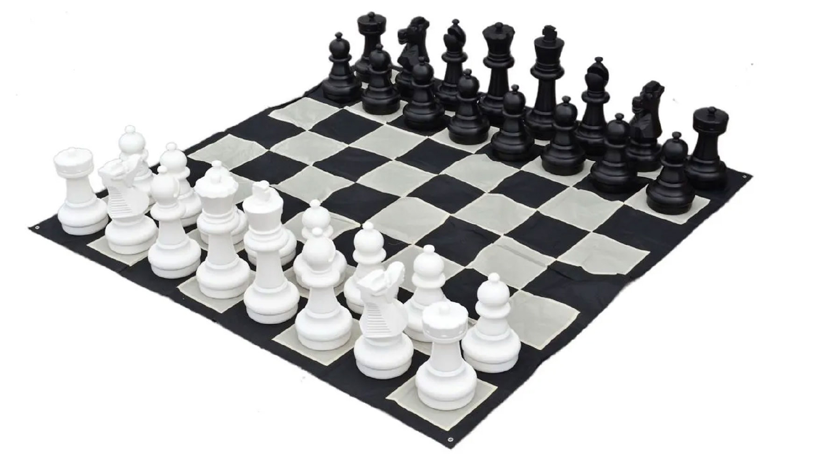 Yardgames 60cm Large Plastic Chess, Checkers, Mat and Bag Package