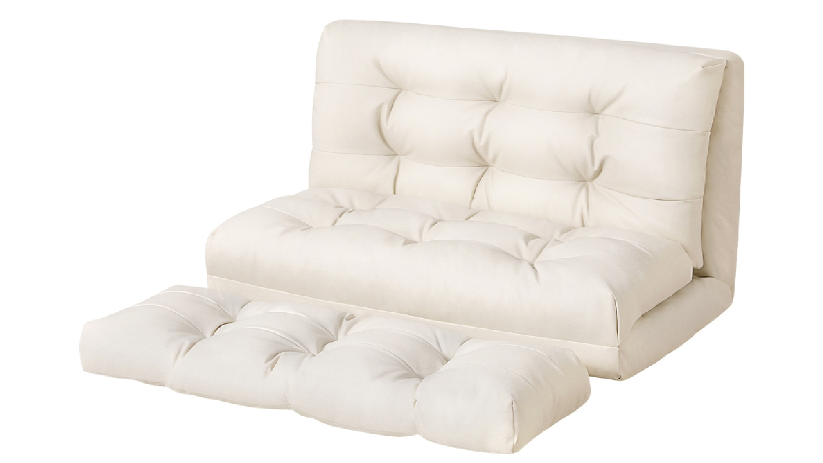 Artiss 2 Seater Pillow Leather Floor Lounge Sofa Bed  - White