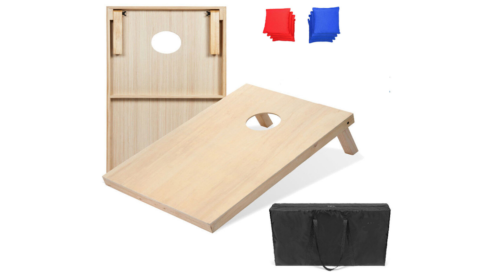 Yardgames Natural Wood Dual Board Cornhole Game - Tailgate Size 0.9m x 0.6m