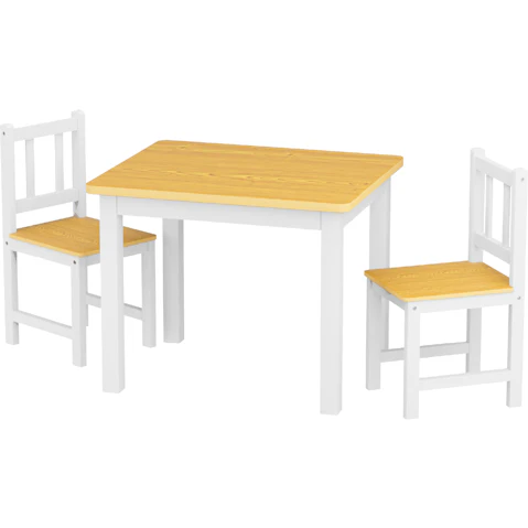 Bo Peep 3 Piece Solid Wood Top Kids Table and Chair Set
