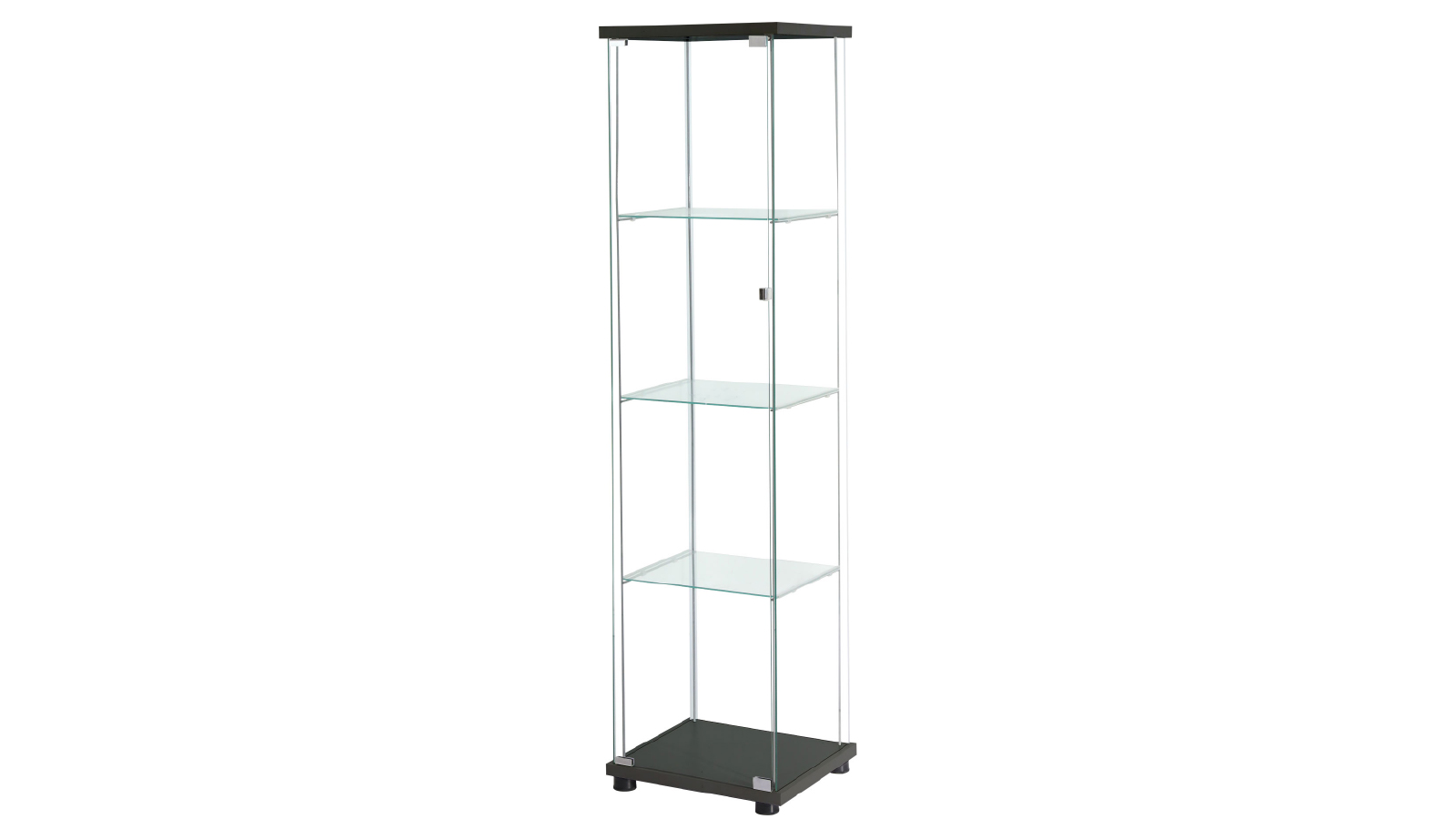 Stacked 4 Tier Glass Door Display Cabinet - Black