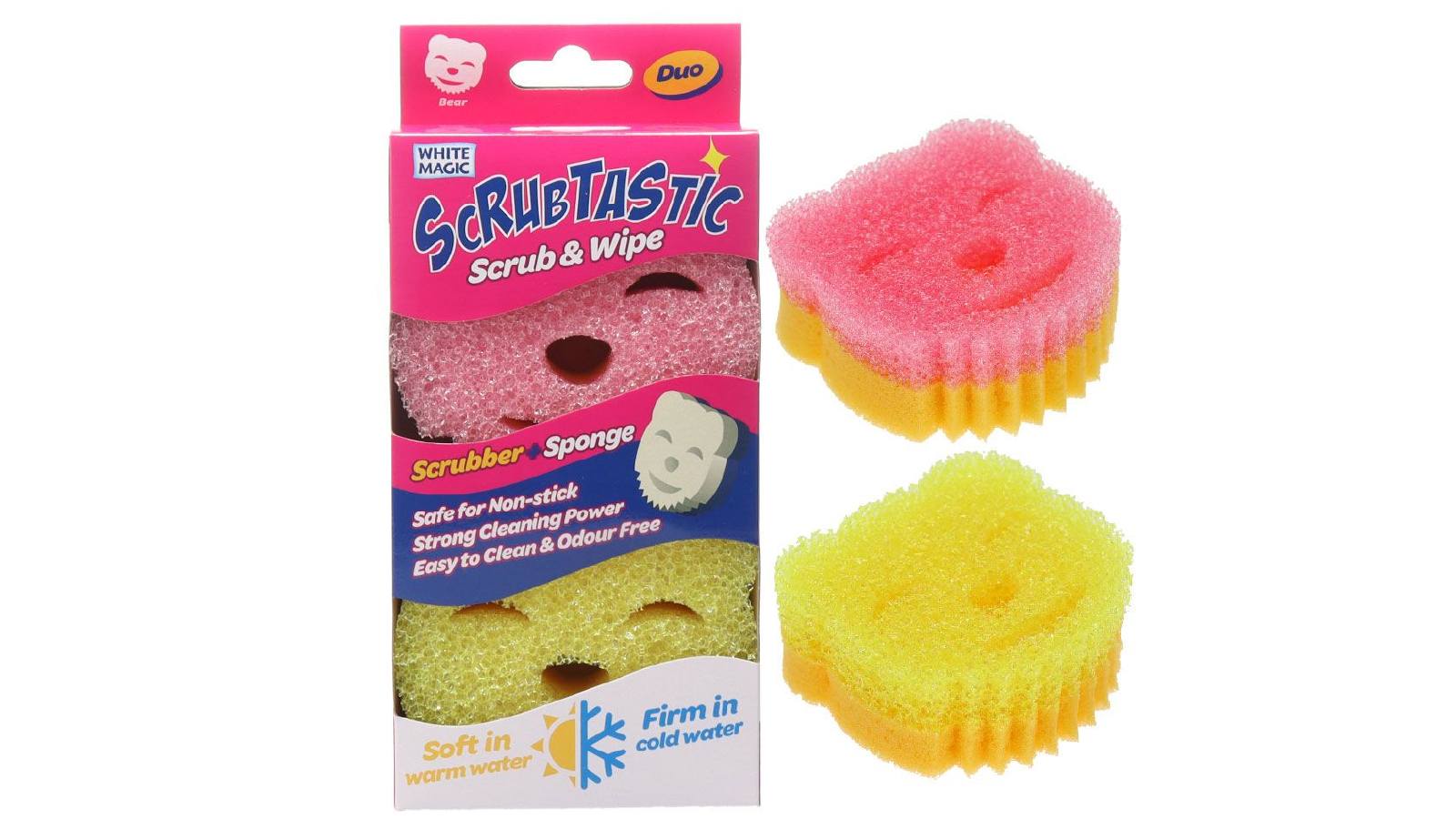 White Magic 2 Pack of Scrubtastic Scrub and Wipe Sponge Duo 