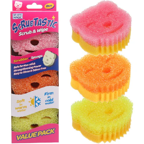 White Magic 3 Pack of Scrubtastic Scrub and Wipe Sponge Duo