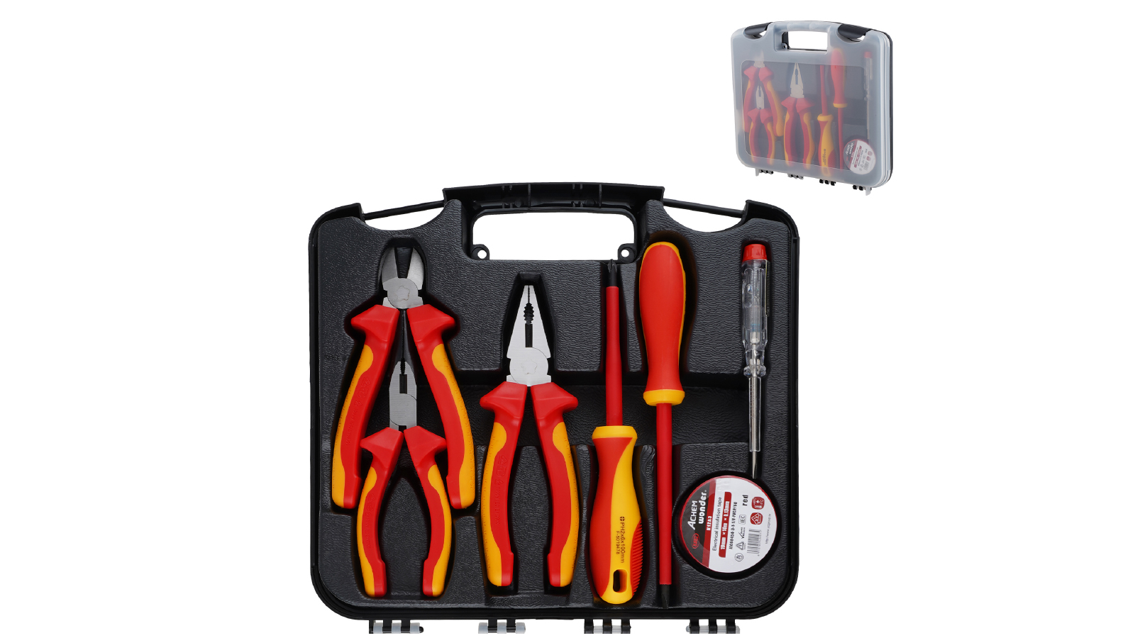 7 Piece 1000V Insulated Screwdriver Set with Black Tip Magnetic TPR Handle Safety Tester for Electrician Repair Kits Tools