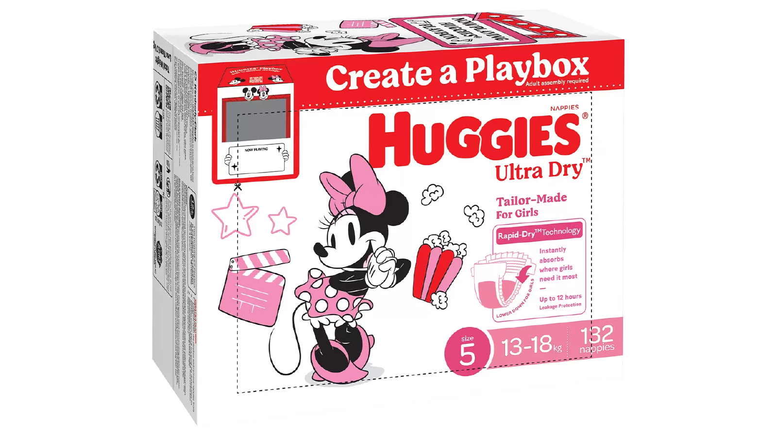 Huggies 132 Nappies Ultra Dry Nappies - Size 5 Girls Walker for 13 to 18kg