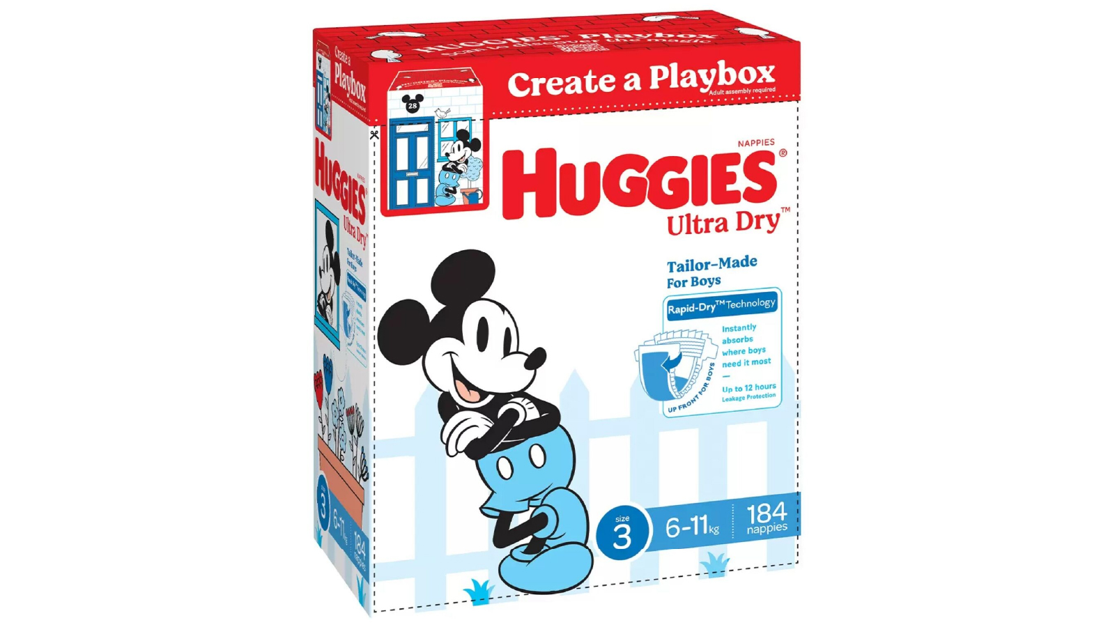 Huggies 6-11kg Crawler Boys 184 Ultra Dry Nappies - Size 3