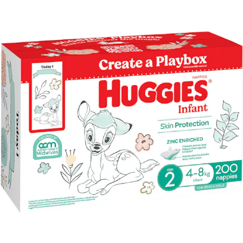 Huggies 200 Unisex Ultimate Nappies in size 2 are designed for infants weighing between 4-8 kg