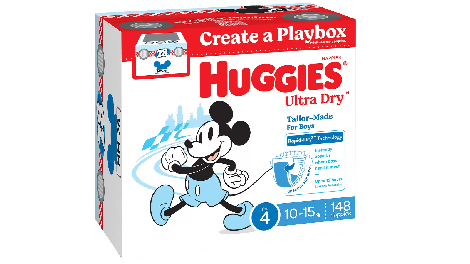 Huggies 148 Nappies Boys Ultra Dry Nappies Size 4 Toddler for 10 to 15kg