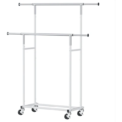 Artiss Double Rod Adjustable Clothes Rack - White