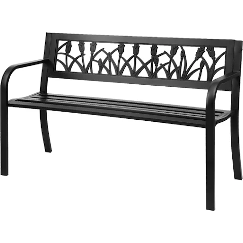 Gardeon 2 Seater Steel Outdoor Garden Bench - Black