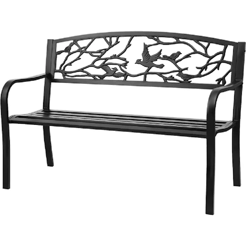 Gardeon 3 Seater Steel Outdoor Bench Seat - Black