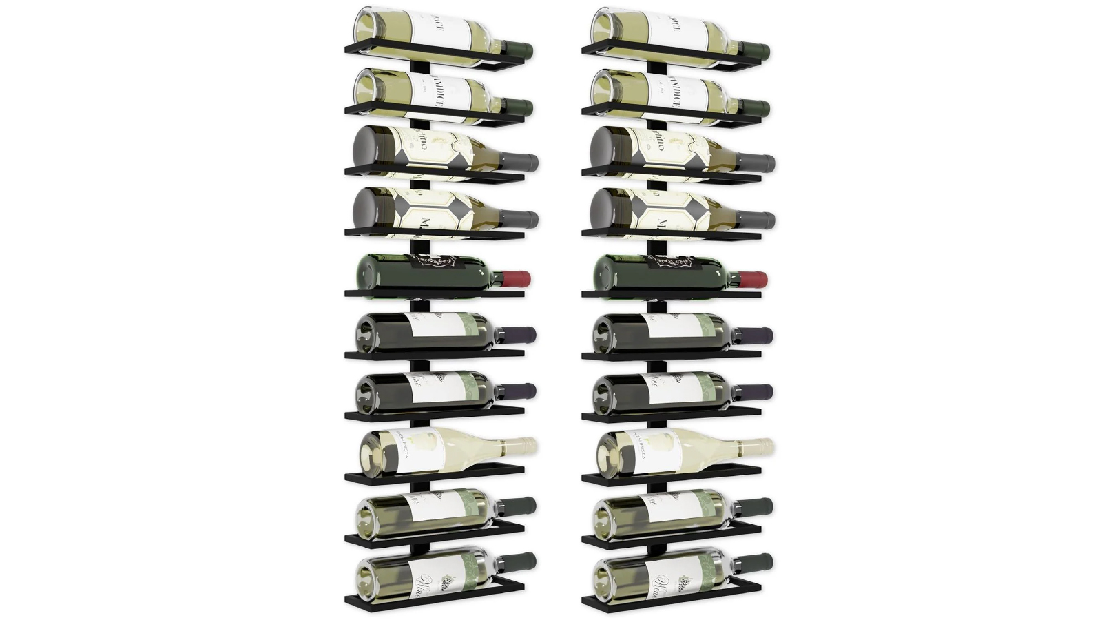 Carla Home Set 2 Piece of Metal Wall Mount Wine Rack for Wine Bottles, Liquor, Champagne can Holds 10 Bottles