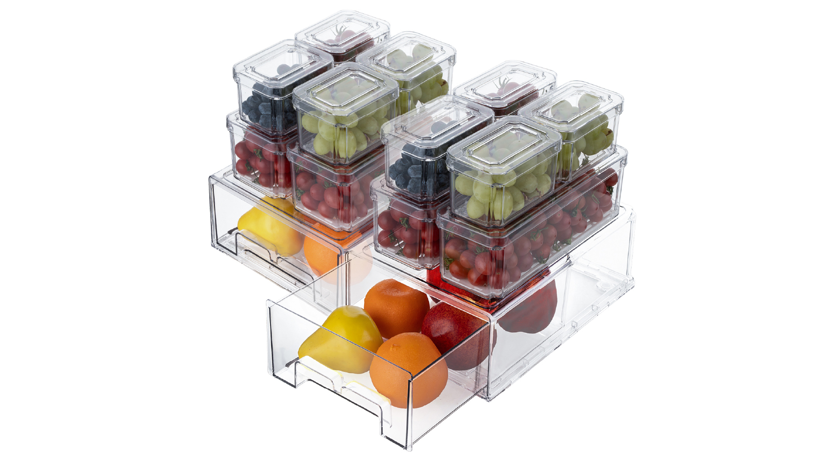 BPA Free 14 Pack Food Organizer Stackable Refrigerator Organizer Bins with Lids Fridge