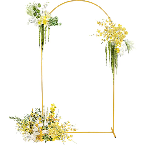 5.9 Feet High Gold Wedding Arch Stand with Stable Base for Ceremony Decoration
