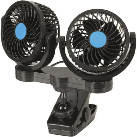 Latestbuy Dual 100mm 12V Fans with Clamp Mount