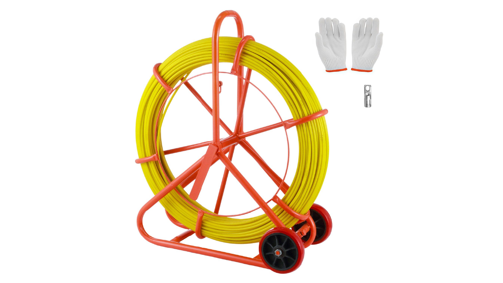 Crazy Sales 8mm 150m Fiberglass Duct Rodder Conduit Fish Tape Cable Puller Electrical Wire Puller Fiberglass Running Rod Wheel with Cage