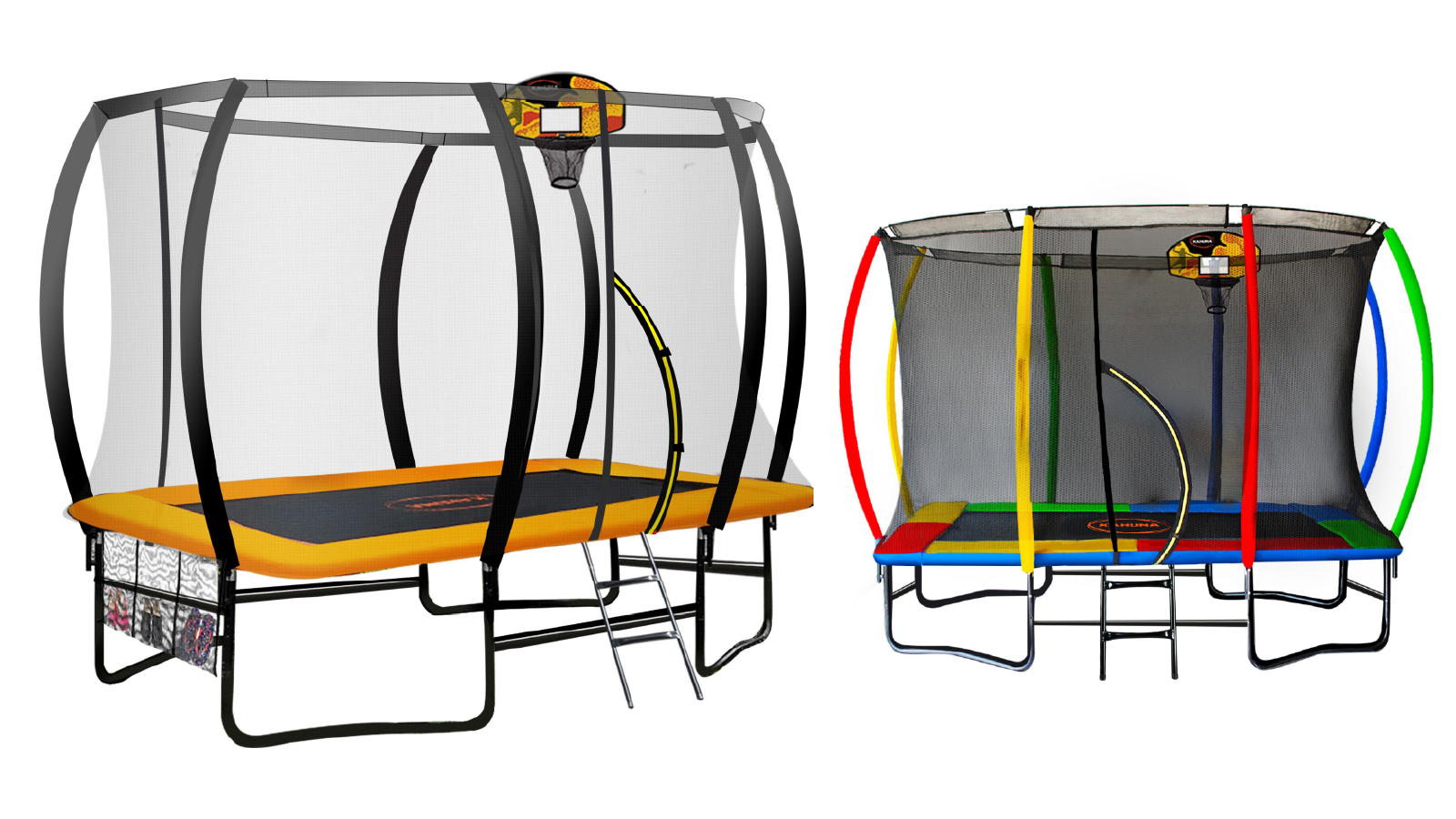 Kahuna 8 x 11 Feet Rectangular Jumbo Outdoor Trampoline with LED Basketball Set