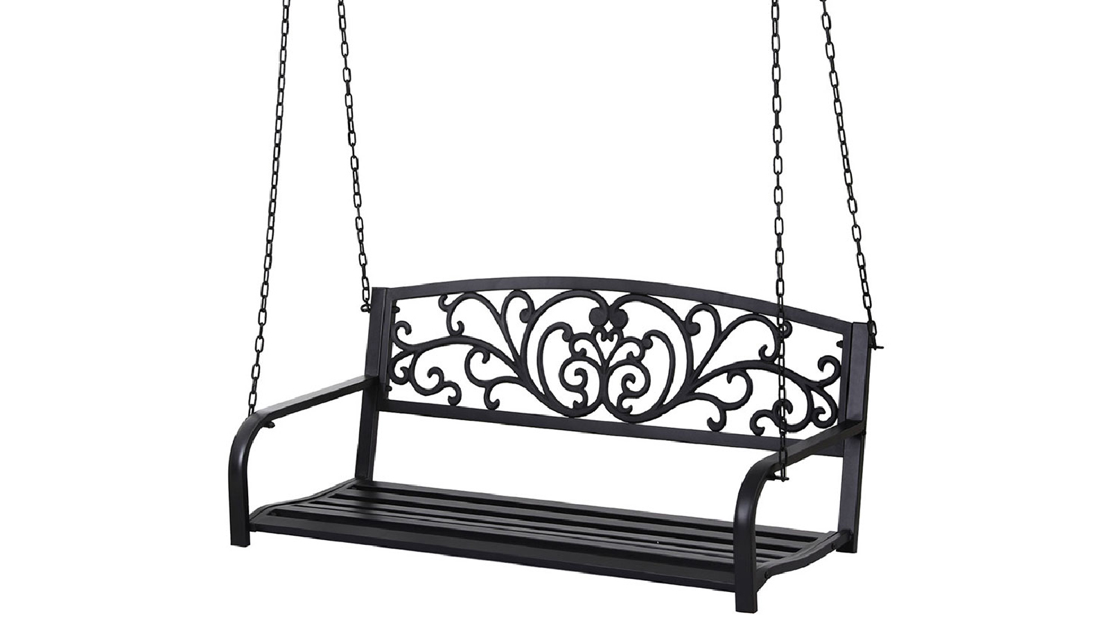 Gardeon 2 Seater Floral Outdoor Porch Swing Chair with Backrest  - Black