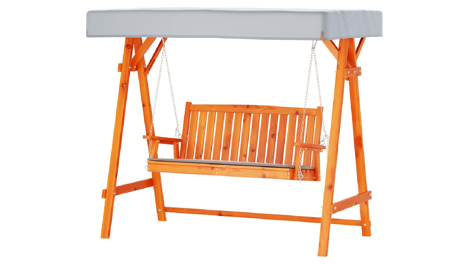Gardeon 3 Seater Outdoor Wooden Swing Chair With Canopy - Teak