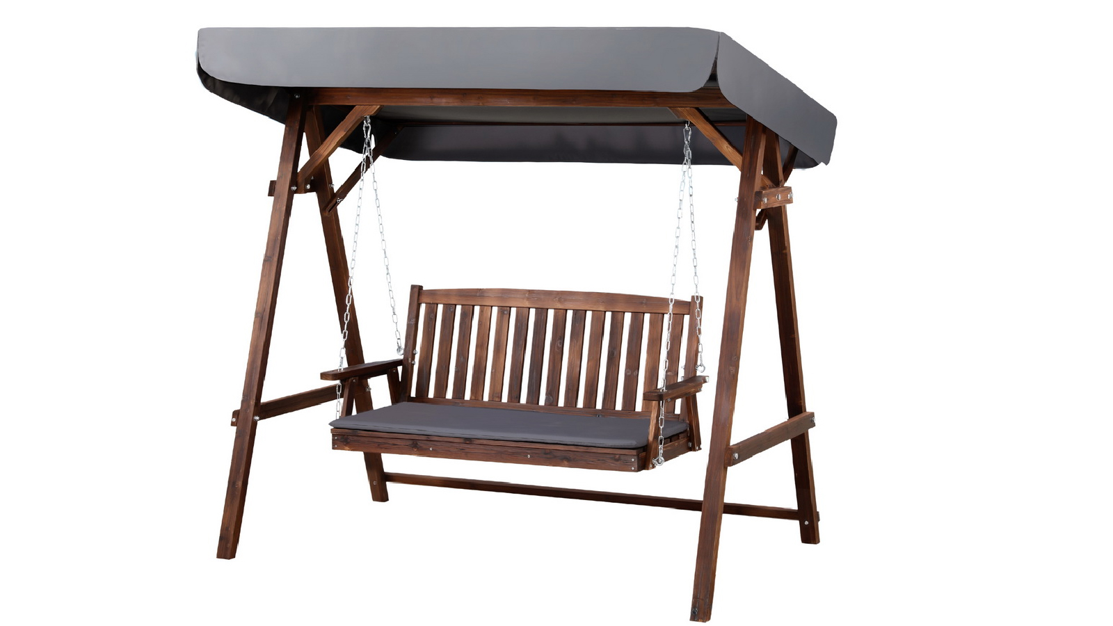 Gardeon 3 Seater Outdoor Wooden Swing Chair With Canopy - Charcoal